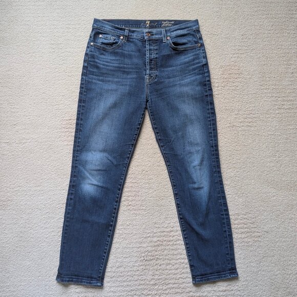 7 For All Mankind High Waist Josefina Straight Leg Stretch Jeans Women's 31 x 27 - Picture 1 of 13